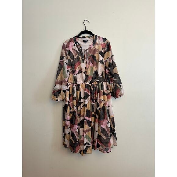 Torrid Abstract Print Swiss Dot Long Sleeve Dress w/ Pockets – Size 0 (12) - Picture 1 of 7